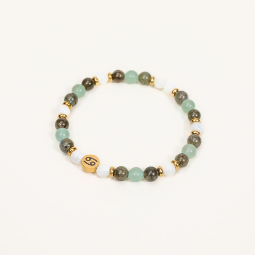 Bracelet Cancer - Jade blanc, Labradorite, Aventurine verte