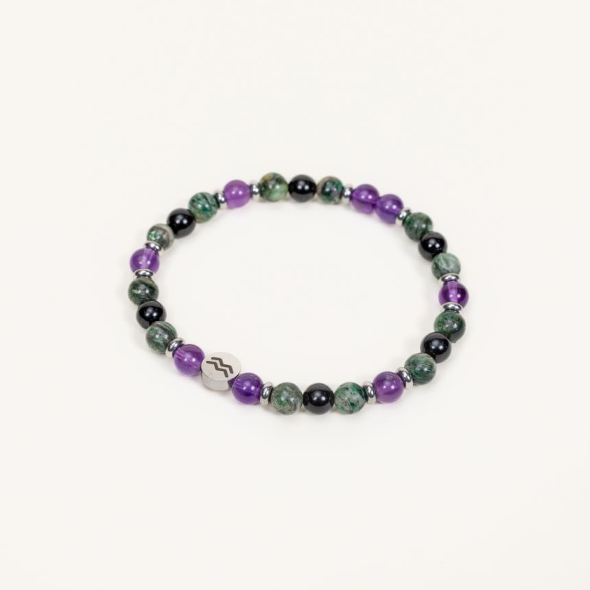 Bracelet Verseau - Am�thyste, Tourmaline, Fuschite