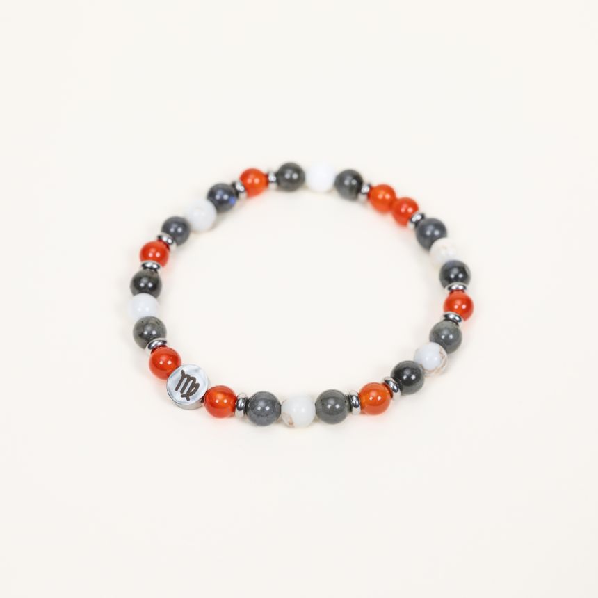 Bracelet Vierge - Cornaline, Pierre de lune noire, Magn�site